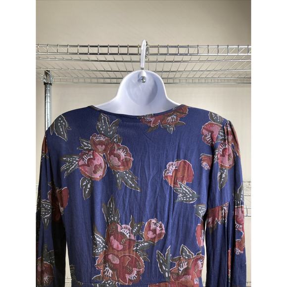 ASTR Women's Blue Floral Print Mini Dress Est. Size S Dark Boho Whimsigoth - Picture 10 of 11